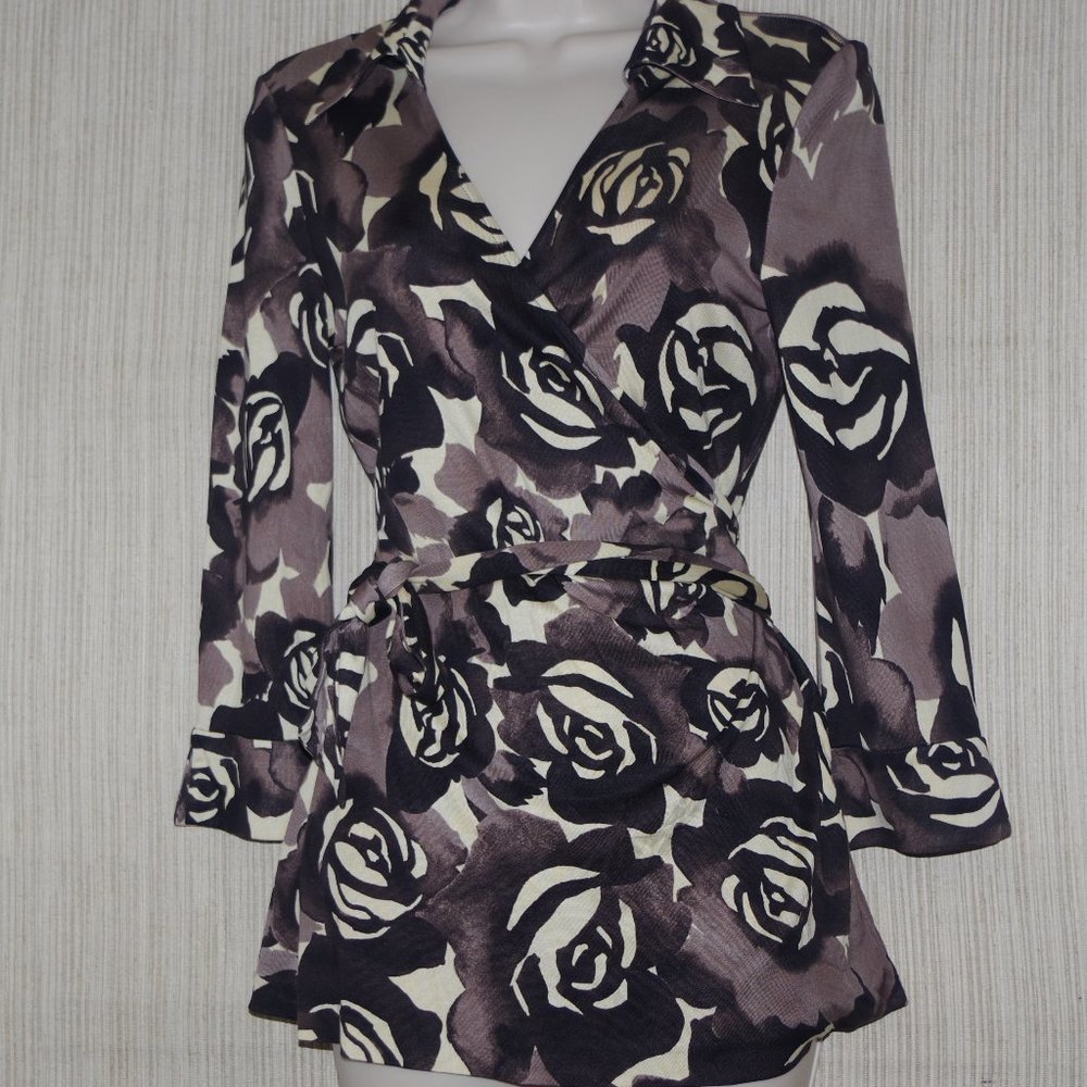 Diane Von Furstenberg Multicolored Maternity Silk Long Sleeve Wrap Top Size:M